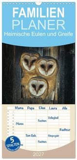 Produktbild: Familienplaner 2027 - Heimische Eulen und Greife mit 5 Spalten (Wandkalender, 21 x 45 cm) CALVENDO