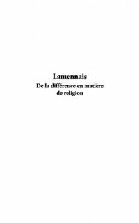 Produktbild: Lamennais de la difference en matiere de religion