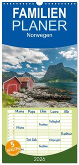 Produktbild: Familienplaner 2026 - Norwegen mit 5 Spalten (Wandkalender, 21 x 45 cm) CALVENDO