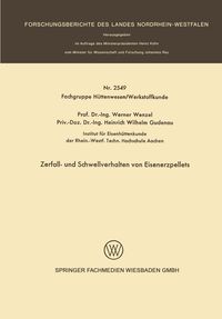 Produktbild: Zerfall- und Schwellverhalten von Eisenerzpellets