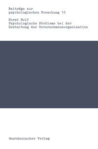 Produktbild: Psychologische Probleme bei der Gestaltung der Unternehmensorganisation