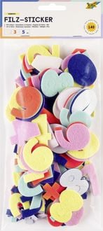 Produktbild: Folia Filz-Sticker ZAHLEN, 140 Teile selbstklebend, farbig sortiert