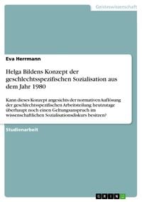 Produktbild: Helga Bildens Konzept der geschlechtsspezifischen Sozialisation aus dem Jahr 1980