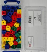 Produktbild: 100 Steckw&uuml;rfel 4- farbig 1,7cm in der Box