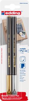 Produktbild: edding 1200 Fasermaler metallic, 2er Set Gold 53/Silber 54