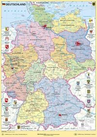 Produktbild: Deutschland politisch mit Bundesl&auml;nderwappen