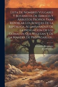 Produktbild: Lista De Nombres Vulgares Y Bot&aacute;nicos De &Aacute;rboles Y Arbustos Propios Para Repoblar Los Bosques De La Rep&uacute;blica, Acompa&ntilde;ados De La Indicaci&oacute;n De Los Cli