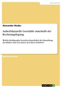 Produktbild: Außerbilanzielle Geschäfte innerhalb der Rechnungslegung