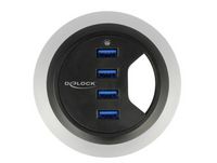 Produktbild: Delock 62868 USB-Hub 4 Port USB-A USB 3.1 Gen1 5 GBit/s Schwarz 62868