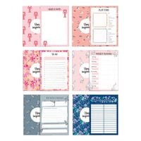 Produktbild: 6 Notizbl&ouml;cke A6 inkl. To Do Liste, Notizblock, Wochenplaner bzw. Kalender, Einkaufsliste und Block Schiffe versenken. 50 Seiten pro Block mit farbenfroher R&uuml;ckseite in DIN A6. Verpackt in passender Geschenkschachtel