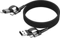 Produktbild: Ansmann USB-Kabel USB-A Stecker, USB-C&reg; Stecker, Apple Lightning Stecker 120 cm Schwarz Textil-Mantel 1700-0188