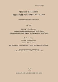 Produktbild: Untersuchungsergebnisse &uuml;ber die Ausbreitung elektro-magnetischer Wellen in Grubensystemen unter Tage