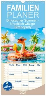 Produktbild: Familienplaner 2027 - Dinosaurier Sommer - Urzeitlich witzige Strandparty mit 5 Spalten (Wandkalender, 21 x 45 cm) CALVENDO