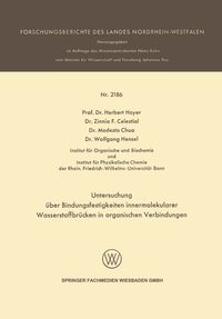 Produktbild: Untersuchung &uuml;ber Bindungsfestigkeiten innermolekularer Wasserstoffbr&uuml;cken in organischen Verbindungen