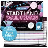 Produktbild: DENKRIESEN - Stadt Land Vollpfosten® - PARTY EDITION - Jetzt geht’s rund.- A4