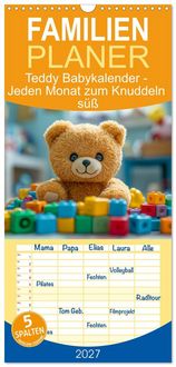 Produktbild: Familienplaner 2027 - Teddy Babykalender - Jeden Monat zum Knuddeln s&uuml;&szlig; mit 5 Spalten (Wandkalender, 21 x 45 cm) CALVENDO