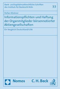Produktbild: Informationspflichten und Haftung der Organmitglieder b&ouml;rsennotierter Aktiengesellschaften