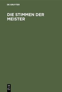 Produktbild: Die Stimmen der Meister