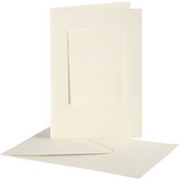 Produktbild: Creativ Company Passepartout-Karten mit Kuvert, Rechteckig, Kartengr&ouml;&szlig;e 10,5x15 cm, Umschlaggr&ouml;&szlig;e , 1,5x16,5 cm, Naturwei&szlig;, 10er Set