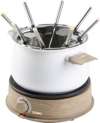 Produktbild: DOMO DO736F Fondue 1500W Kontrollleuchte, 8 Fonduegabeln Holz, Wei&szlig;