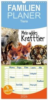 Produktbild: Familienplaner 2026 - Mein wildes Krafttier voller Achtsamkeit mit 5 Spalten (Wandkalender, 21 x 45 cm) CALVENDO