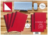Produktbild: A 6 Notizbuch - Set, 5+1 gratis, Luxury 80 Seiten ROT JUPITER GLITTER-OPTIK, kariert 7x7mm