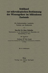 Produktbild: Schl&uuml;ssel zur mikroskopischen Bestimmung der Wiesengr&auml;ser im bl&uuml;tenlosen Zustande