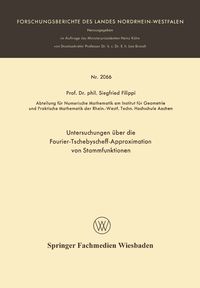 Produktbild: Untersuchungen &uuml;ber die Fourier-Tschebyscheff-Approximation von Stammfunktionen