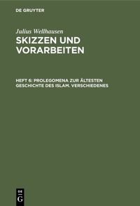 Produktbild: Prolegomena zur &auml;ltesten Geschichte des Islam. Verschiedenes