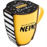 Produktbild: Tasse mit Motivdruck "Bevor du fragst. NEIN!", mit Banderole