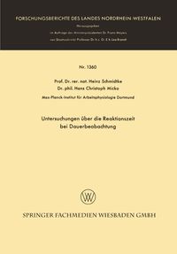 Produktbild: Untersuchungen &uuml;ber die Reaktionszeit bei Dauerbeobachtung