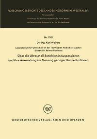 Produktbild: &Uuml;ber die Ultraschall-Extinktion in Suspensionen und ihre Anwendung zur Messung geringer Konzentrationen