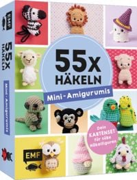 Produktbild: 55 x h&auml;keln &ndash; Mini-Amigurumis: Dein Kartenset von Wellensittich bis Wichtel