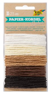Produktbild: FOLIA Bastelartikel Papierkordel NATUR, 5-farbig sortiert &agrave; 5m, 25m gesamt