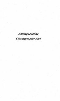 Produktbild: Amerique latine chronique pour2004