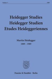 Produktbild: Heidegger Studies - Heidegger Studien - Etudes Heideggeriennes.
