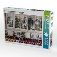 Produktbild: CALVENDO Puzzle Chinesische Tuschemalerei und Papierf&auml;cher | 1000 Teile Lege-Gr&ouml;&szlig;e 64x48cm Foto-Puzzle f&uuml;r gl&uuml;ckliche Stunden