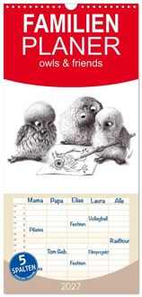 Produktbild: Familienplaner 2027 - owls & friends 2027 mit 5 Spalten (Wandkalender, 21 x 45 cm) CALVENDO