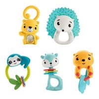 Produktbild: Fisher-Price Baby-Spielzeugsammlung mit Tiermotiven, Rassel, Beißring, Klackerspielzeug für Neugeborene