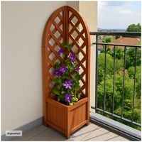 Produktbild: HTI-Living Pflanzkasten mit Rankgitter aus Holz braun Blumenkasten f&uuml;r Balkon, Terrasse und Garten