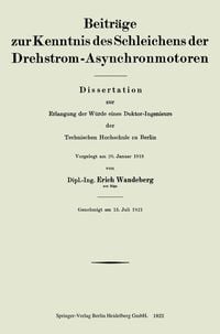 Produktbild: Beitr&auml;ge zur Kenntnis des Schleichens der Drehstrom-Asynchronmotoren