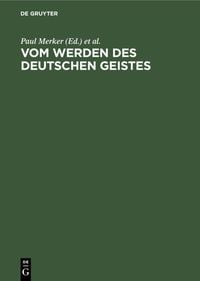 Produktbild: Vom Werden des deutschen Geistes