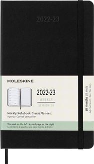 12 Monate Wochenplaner horizontal in Deutsch Farbe schwarz Moleskine Wochenkalender 2021 144 Seiten Format Groβ 13 x 21 cm weicher Einband 