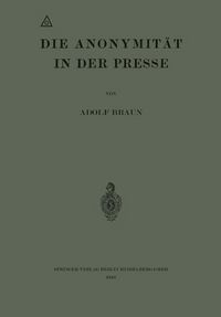 Produktbild: Die Anonymit&auml;t in der Presse
