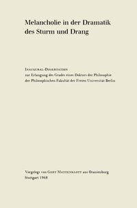 Produktbild: Melancholie in der Dramatik des Sturm und Drang