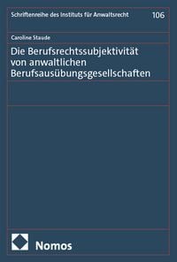 Produktbild: Die Berufsrechtssubjektivit&auml;t von anwaltlichen Berufsaus&uuml;bungsgesellschaften
