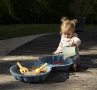 Produktbild: Doppel-Sandspielmuschel Smoby Life mini mit Sandspielzeug 5 St&uuml;ck