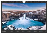Island - Die schönsten Wasserfälle (Wandkalender 2024 DIN A4 quer), CALVENDO Monatskalender