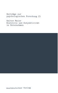 Produktbild: Kontrolle und Subjektivit&auml;t in Unternehmen