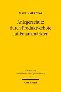 Produktbild: Anlegerschutz durch Produktverbote auf Finanzm&auml;rkten
